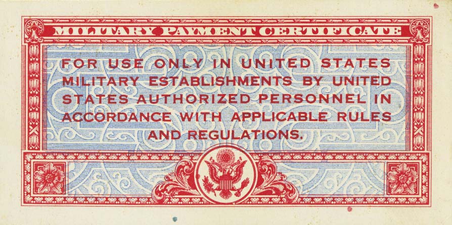 Back of United States pM9r: 10 Cents from 1947