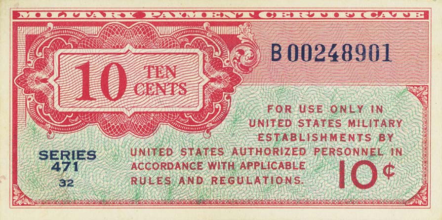 Front of United States pM9r: 10 Cents from 1947