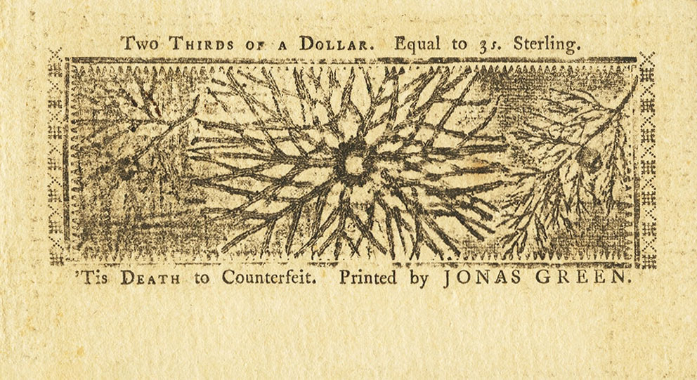 Back of United States pS1005: 0.67 Dollar from 1776