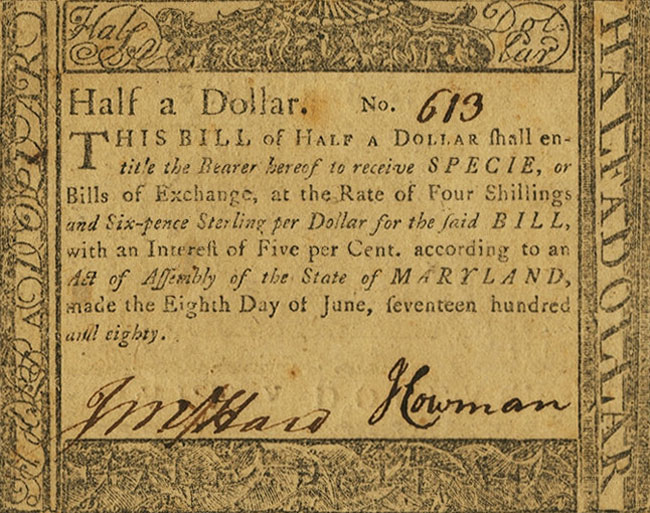 Front of United States pS1016: 0.5 Dollar from 1780