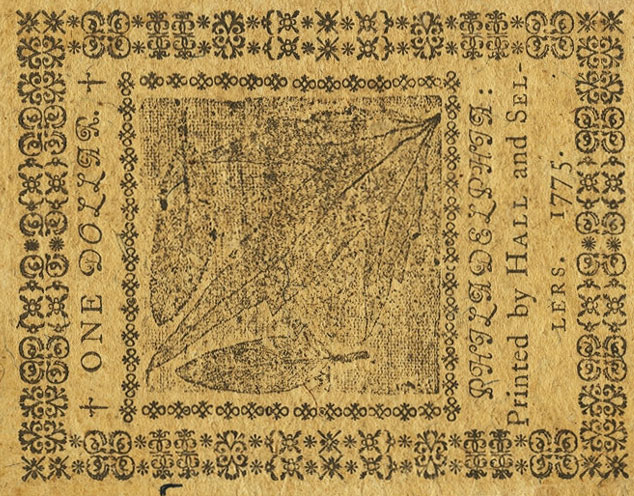 Back of United States pS101: 1 Dollar from 1775