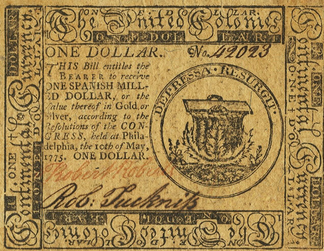 Front of United States pS101: 1 Dollar from 1775