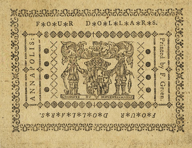 Back of United States pS1022: 4 Dollars from 1780