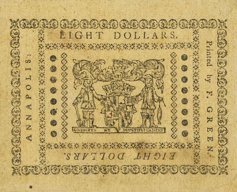 Back of United States pS1024: 8 Dollars from 1780