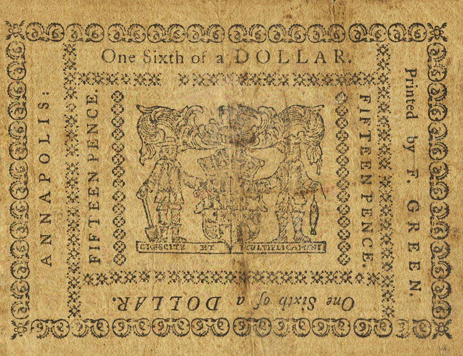 Back of United States pS1035: 0.17 Dollar from 1780