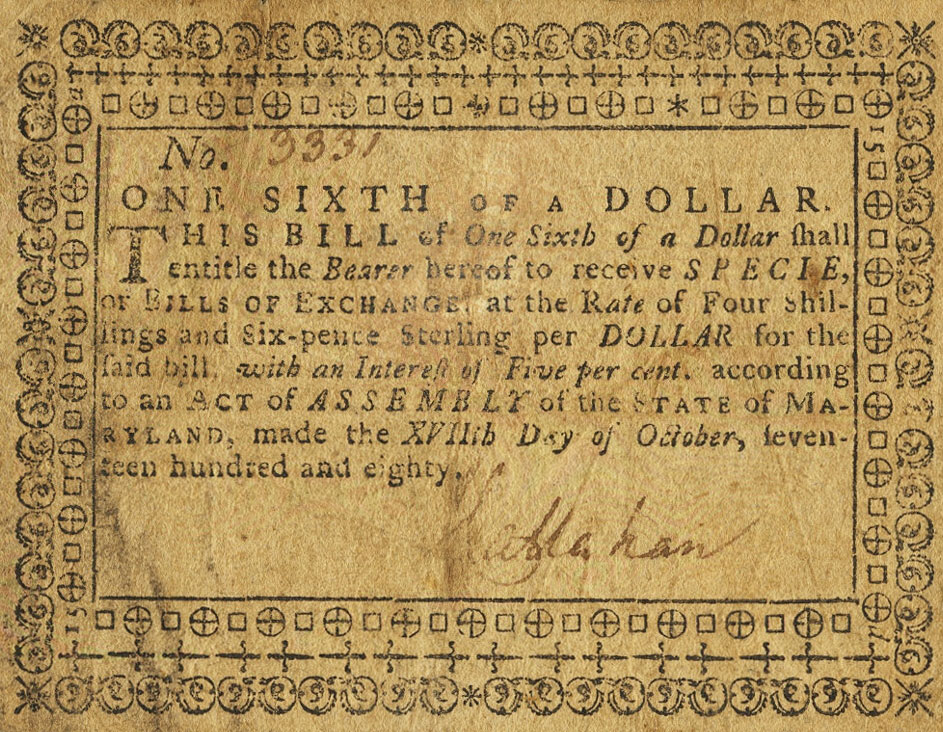 Front of United States pS1035: 0.17 Dollar from 1780