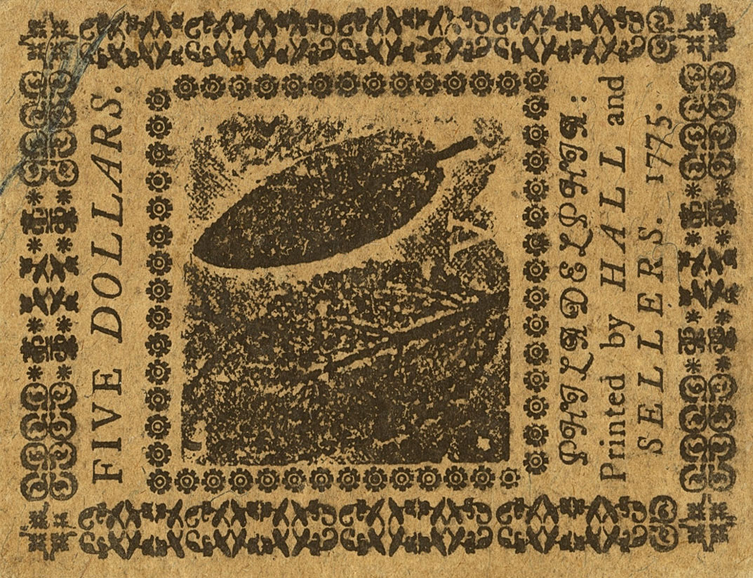 Back of United States pS105: 5 Dollars from 1775