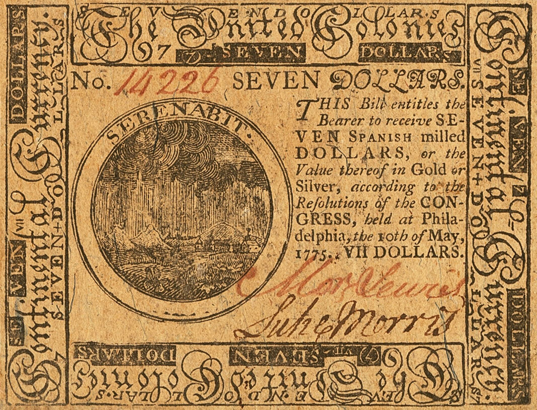 Front of United States pS107: 7 Dollars from 1775