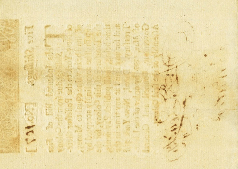 Back of United States pS1082: 5 Shillings from 1710