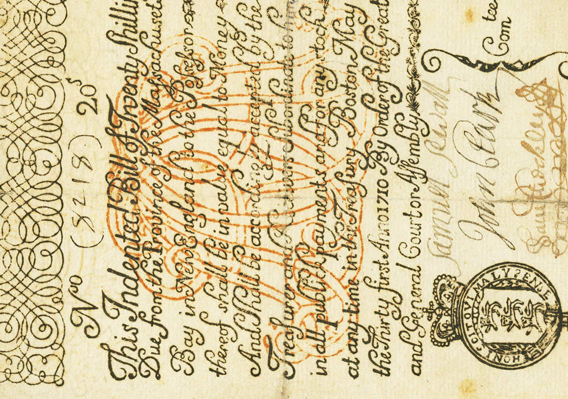 Front of United States pS1084: 20 Shillings from 1710
