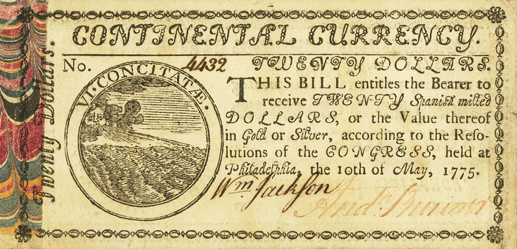 Front of United States pS109: 20 Dollars from 1775