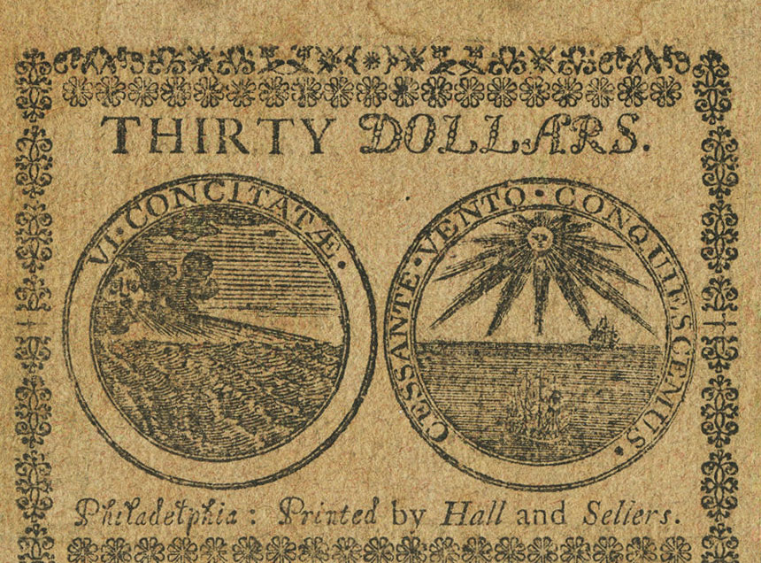 Back of United States pS110: 30 Dollars from 1775