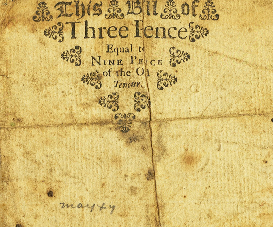 Back of United States pS1142: 3 Pence from 1737