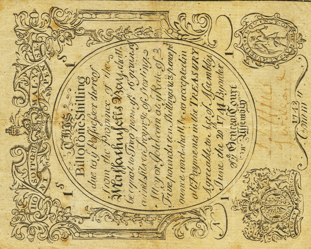 Front of United States pS1183: 1 Shilling from 1744