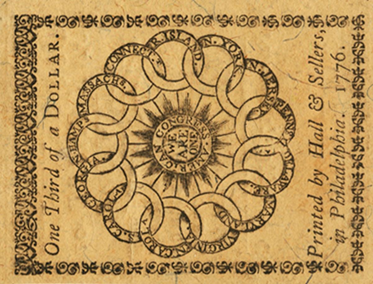 Back of United States pS120: 0.33 Dollar from 1776
