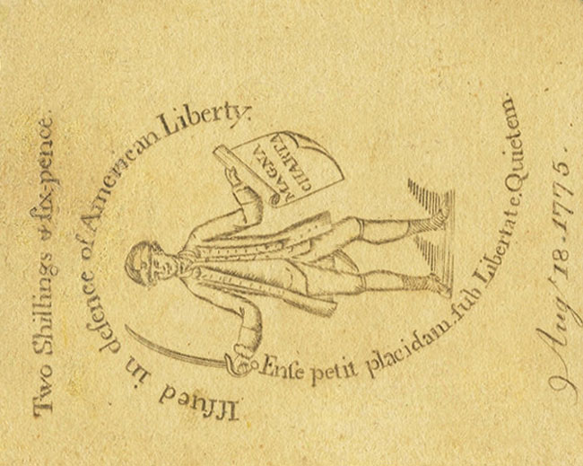 Back of United States pS1218: 2 Shillings from 1775