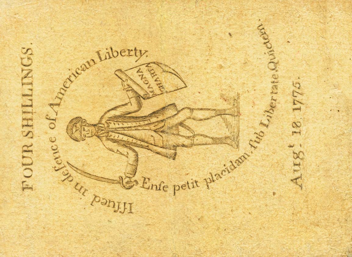 Back of United States pS1219: 4 Shillings from 1775