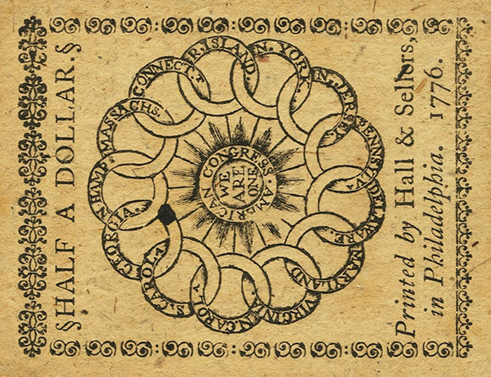 Back of United States pS121: 0.5 Dollar from 1776