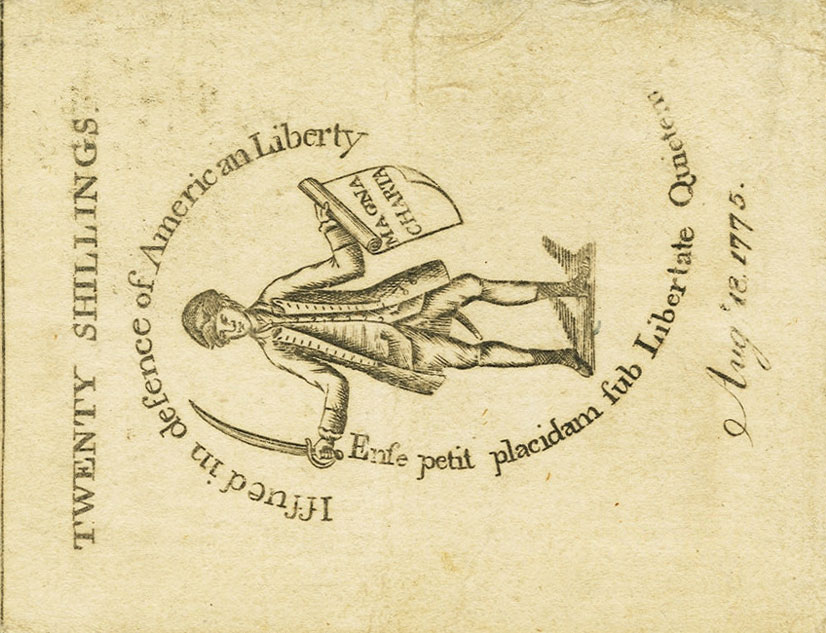 Back of United States pS1228: 20 Shillings from 1775