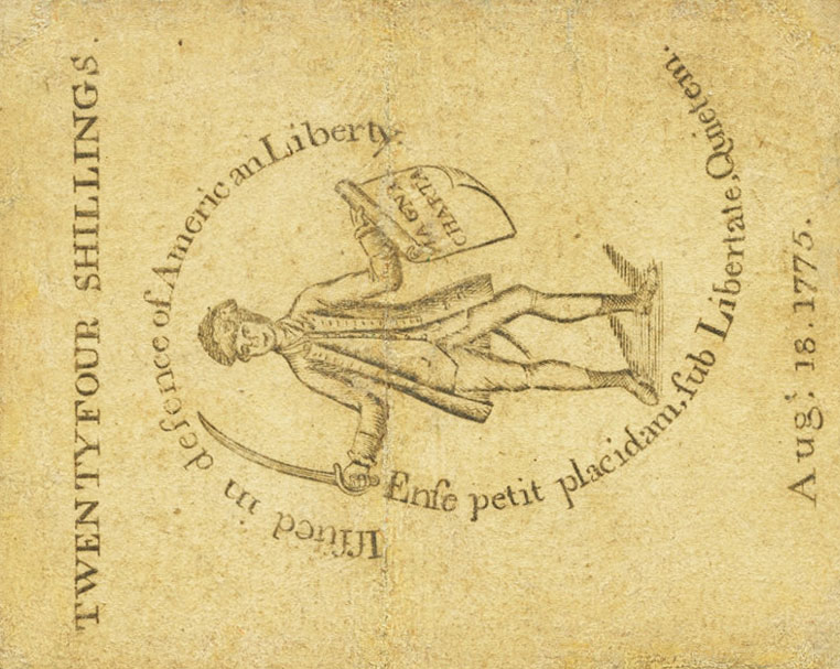 Back of United States pS1229: 24 Shillings from 1775