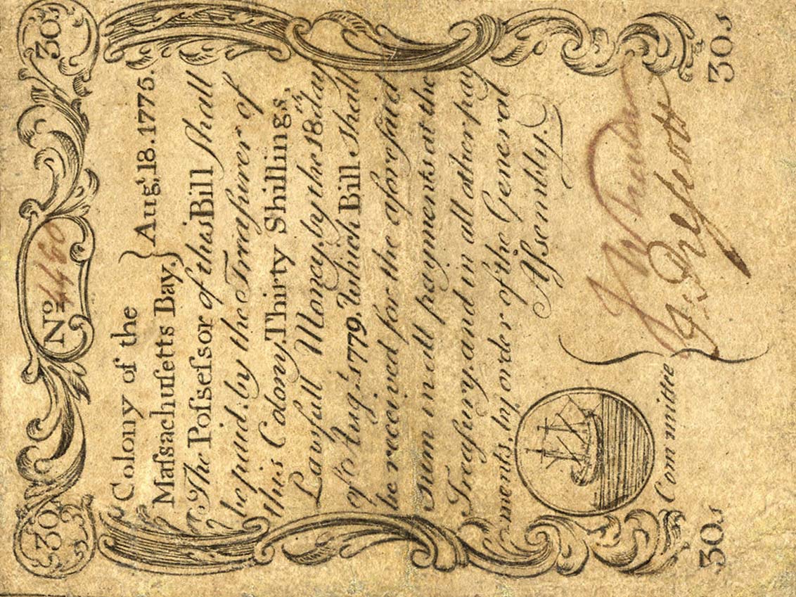Front of United States pS1230: 30 Shillings from 1775
