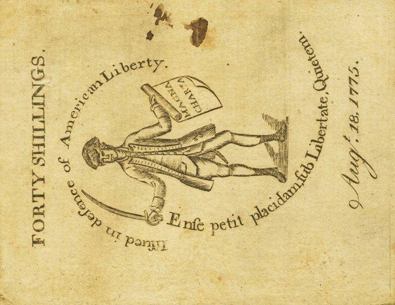 Back of United States pS1231: 40 Shillings from 1775