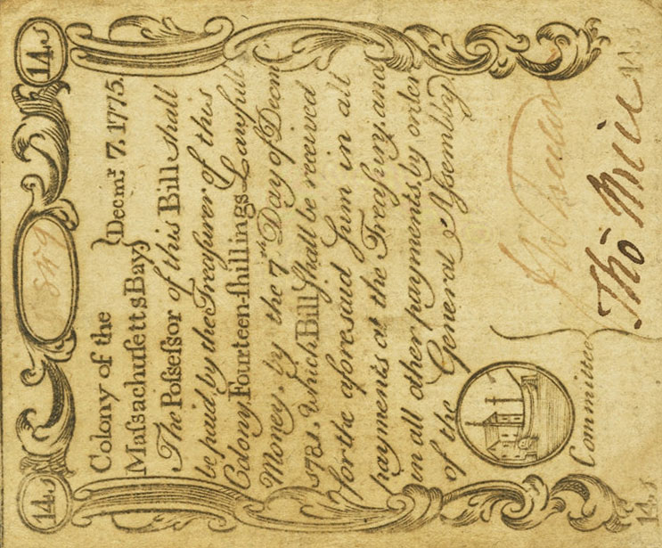 Front of United States pS1241: 14 Shillings from 1775