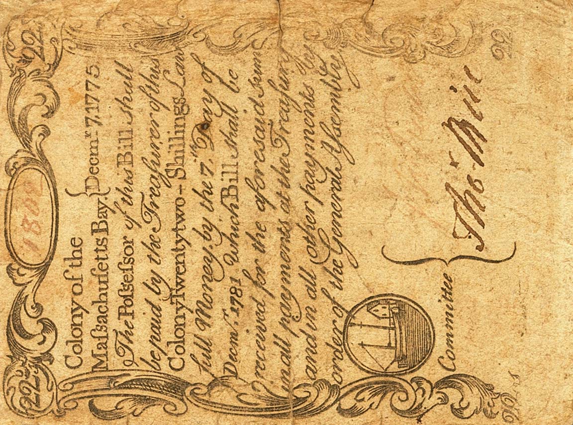 Front of United States pS1243: 22 Shillings from 1775