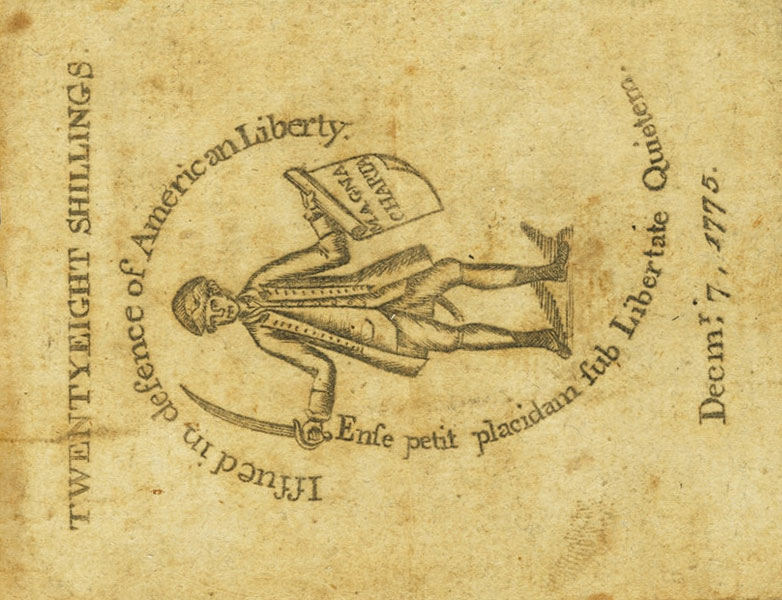 Back of United States pS1244: 28 Shillings from 1775