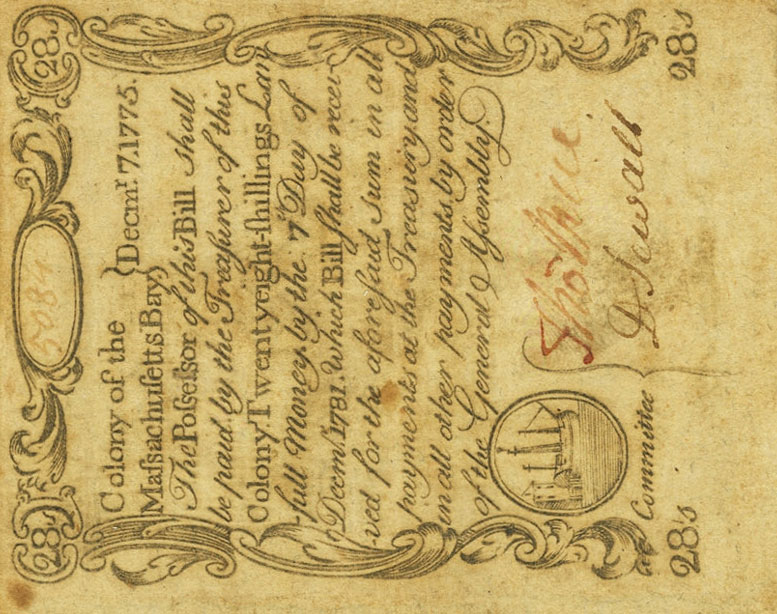 Front of United States pS1244: 28 Shillings from 1775