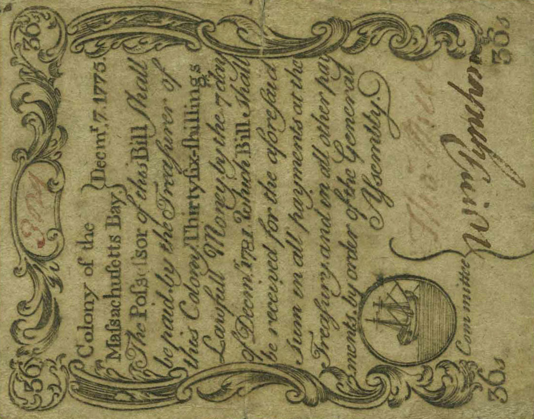 Front of United States pS1245: 36 Shillings from 1775