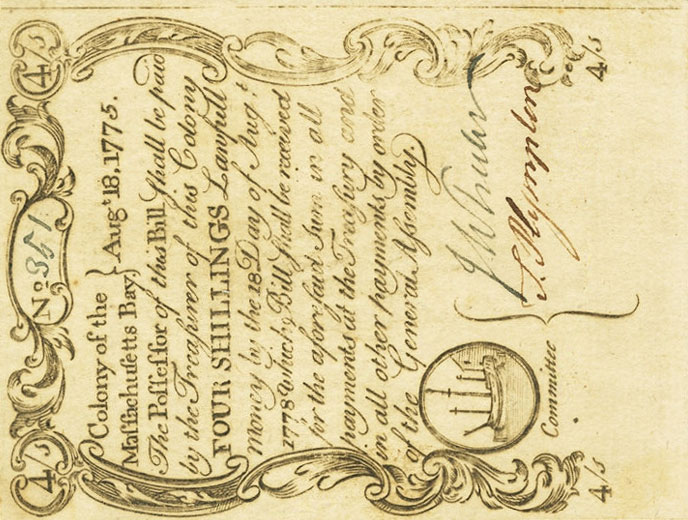 Front of United States pS1249: 4 Pence from 1776
