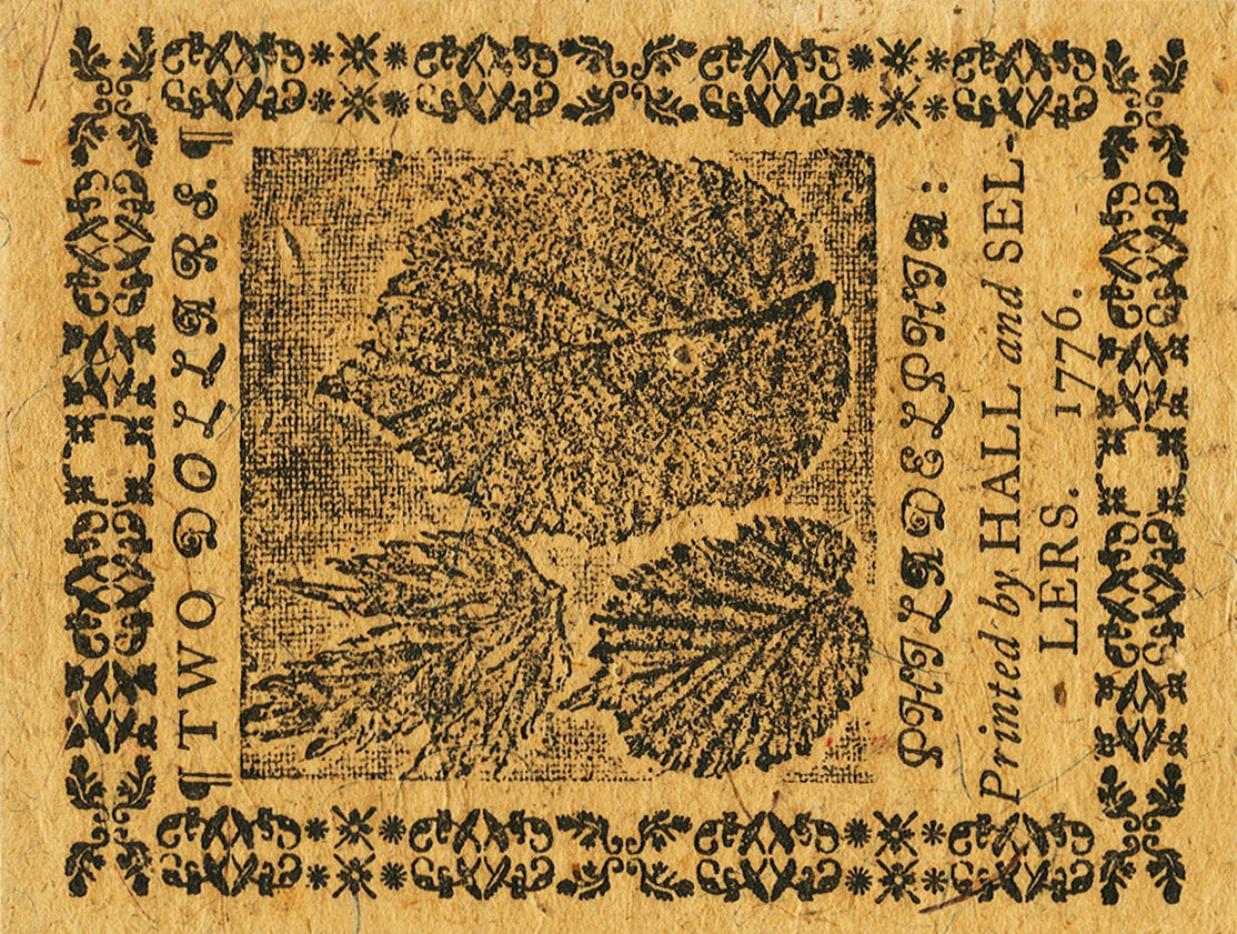 Back of United States pS124: 2 Dollars from 1776