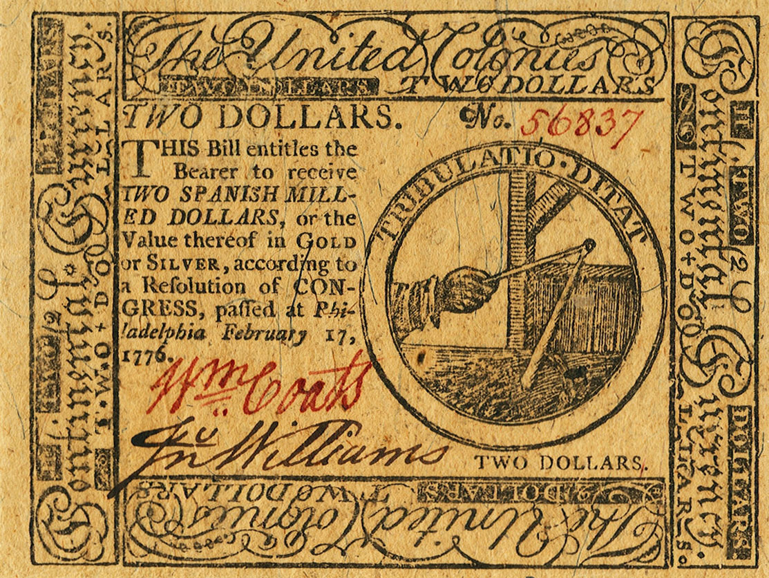 Front of United States pS124: 2 Dollars from 1776
