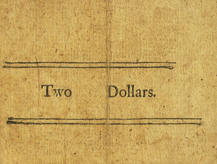 Back of United States pS1265: 12 Shillings from 1776