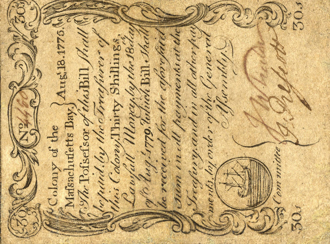 Front of United States pS1268: 30 Shillings from 1776