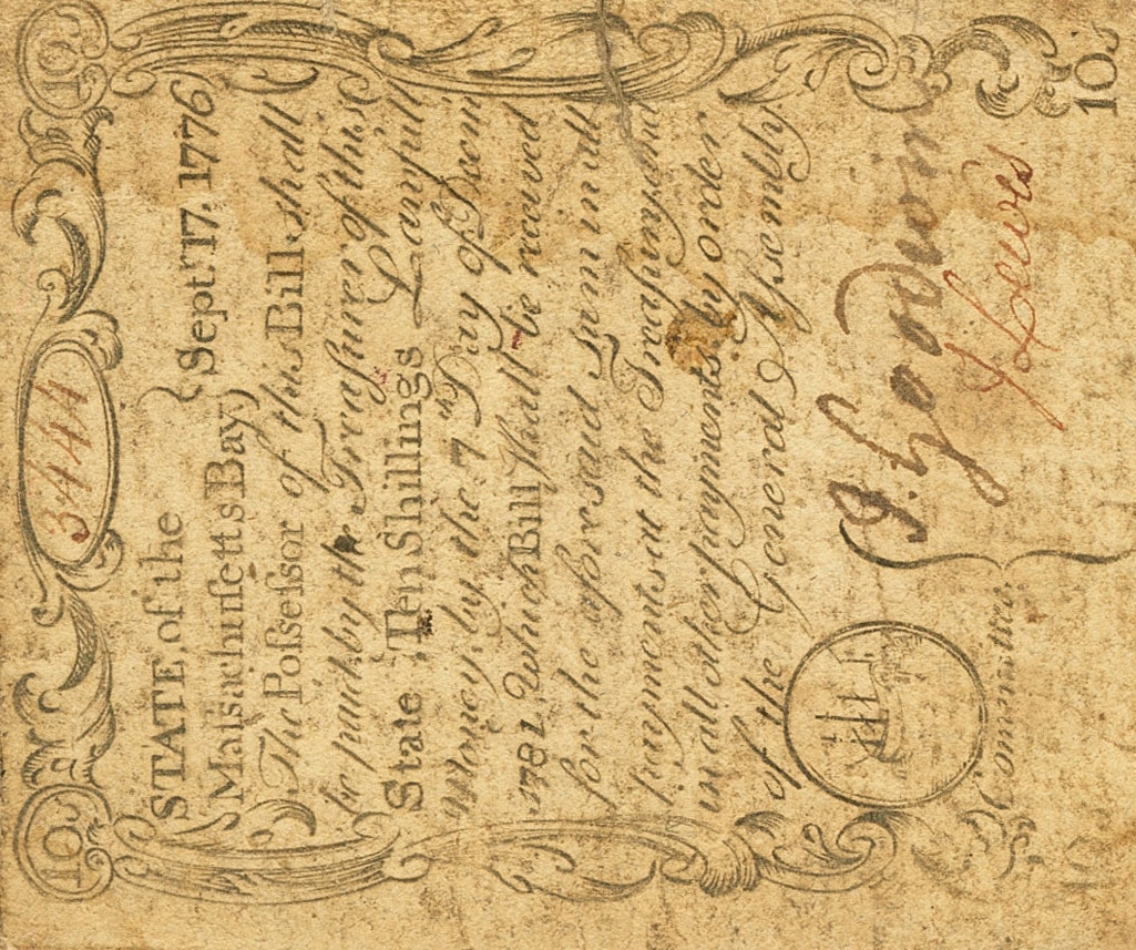 Front of United States pS1272: 10 Shillings from 1776