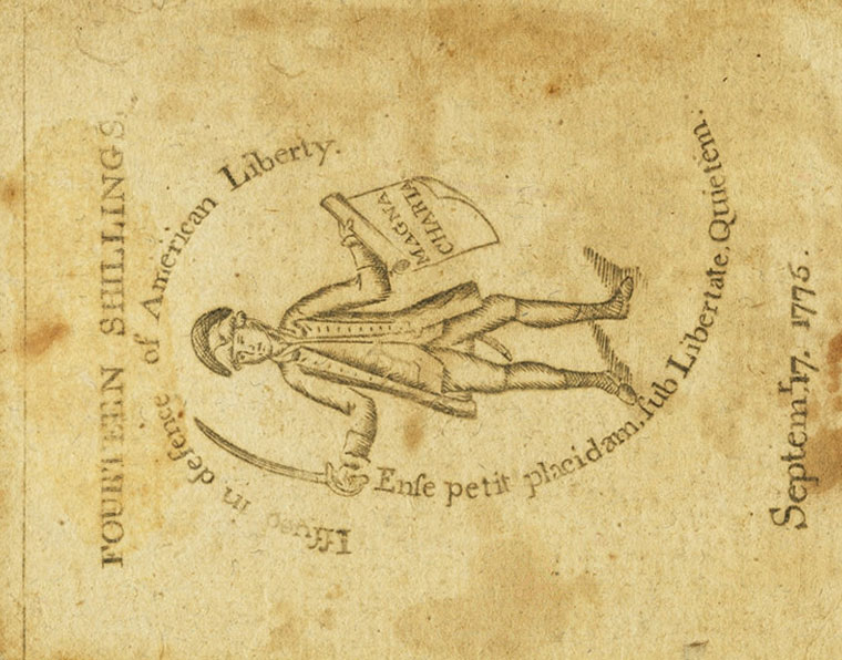 Back of United States pS1273: 14 Shillings from 1776