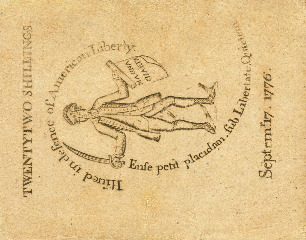 Back of United States pS1275: 22 Shillings from 1776