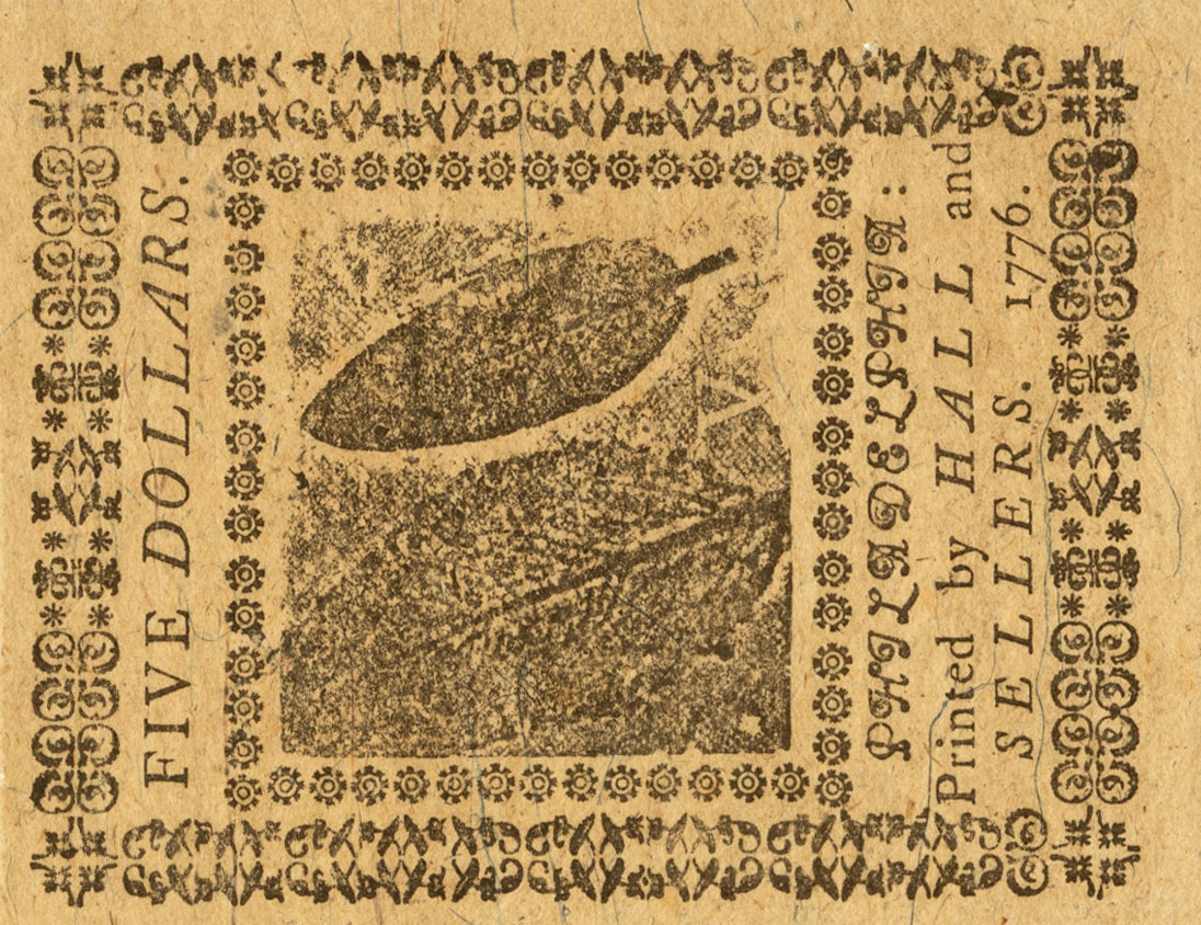 Back of United States pS127: 5 Dollars from 1776