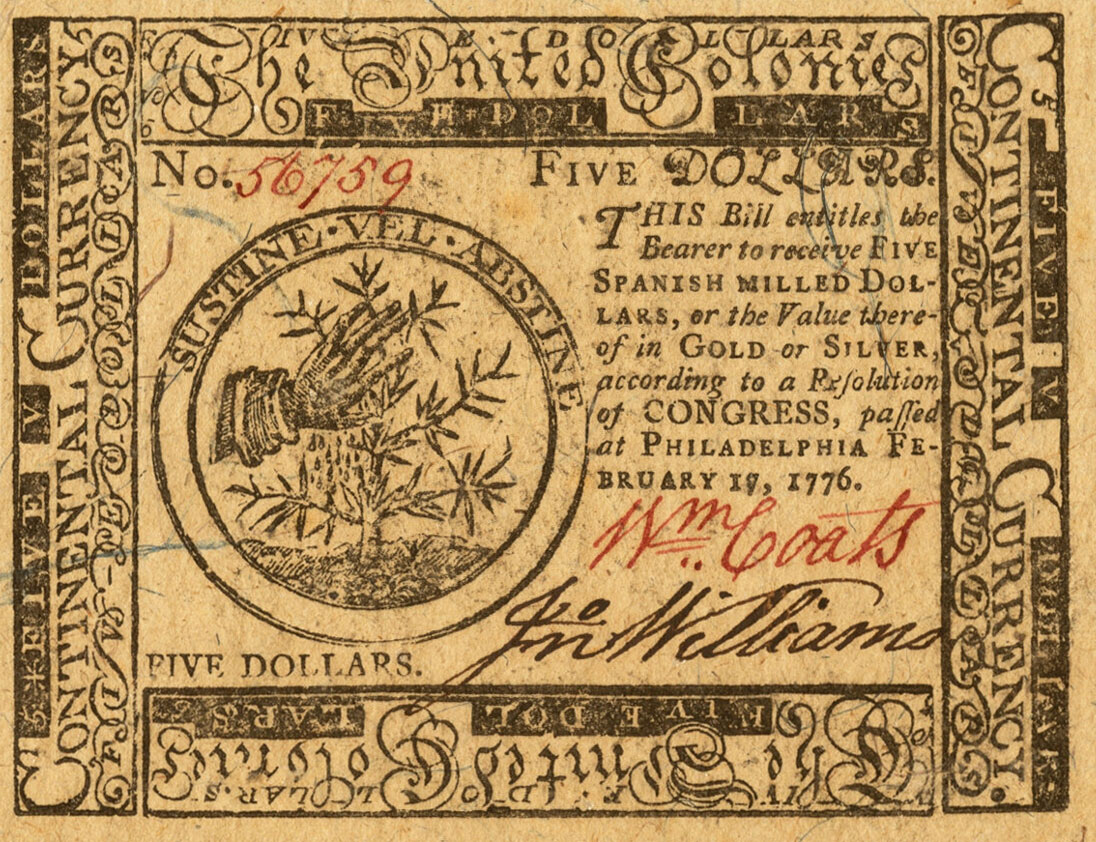 Front of United States pS127: 5 Dollars from 1776