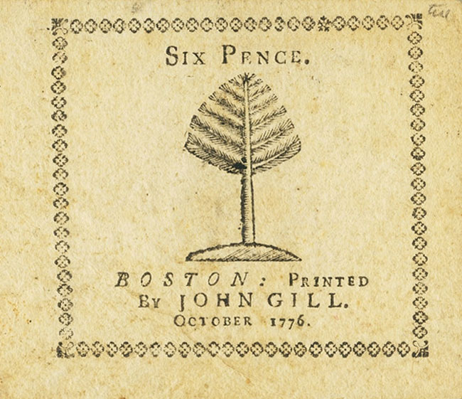 Back of United States pS1283: 6 Pence from 1776