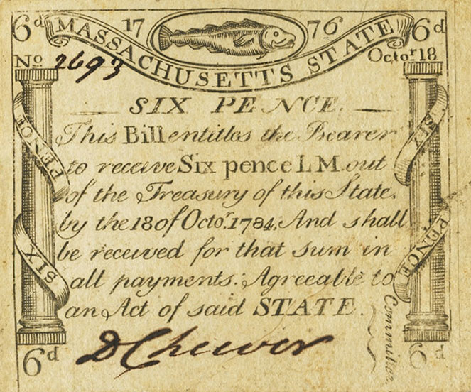 Front of United States pS1283: 6 Pence from 1776