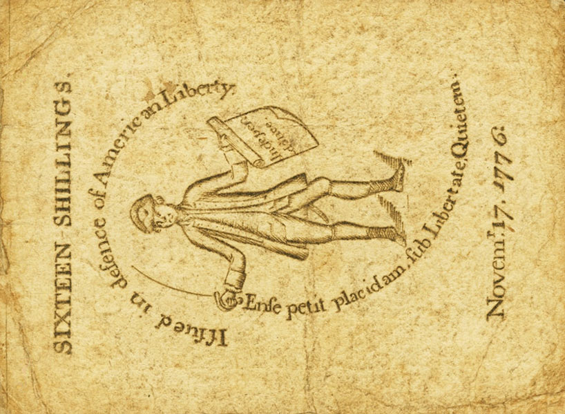 Back of United States pS1306: 16 Shillings from 1776