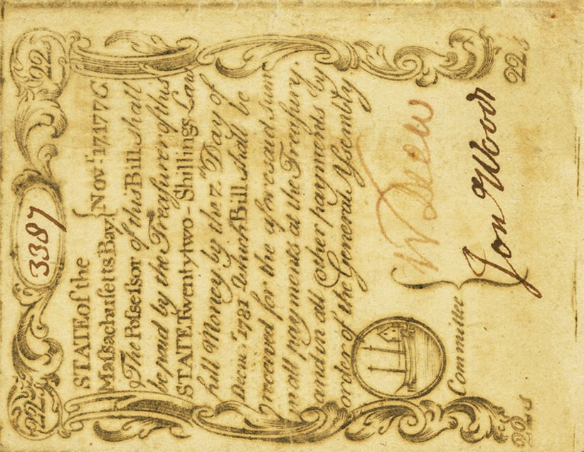 Front of United States pS1307: 22 Shillings from 1776