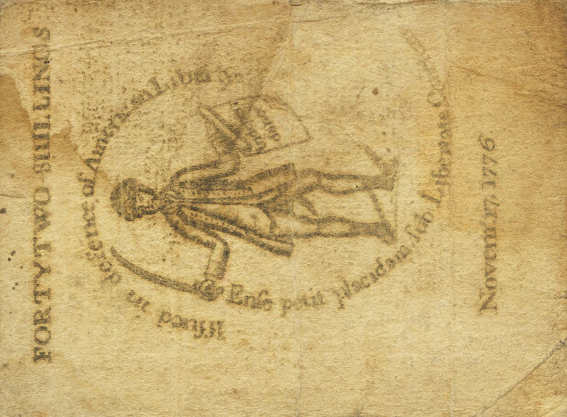 Back of United States pS1310: 42 Shillings from 1776