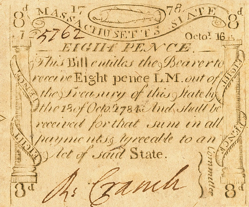 Front of United States pS1316: 8 Pence from 1778