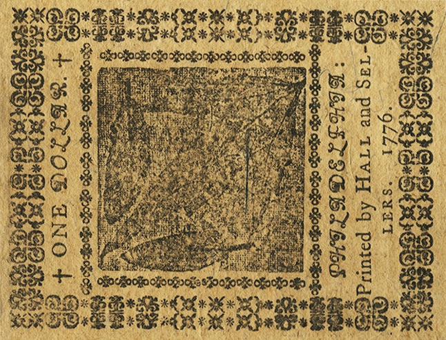 Back of United States pS131: 1 Dollar from 1776