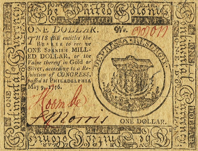 Front of United States pS131: 1 Dollar from 1776
