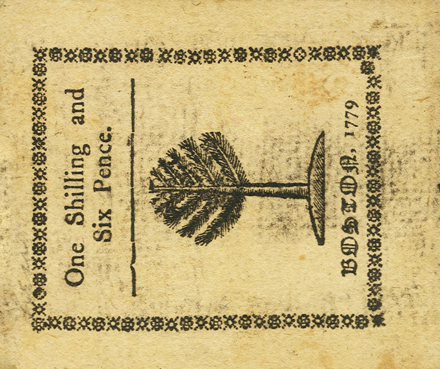 Back of United States pS1325: 1 Shilling from 1779